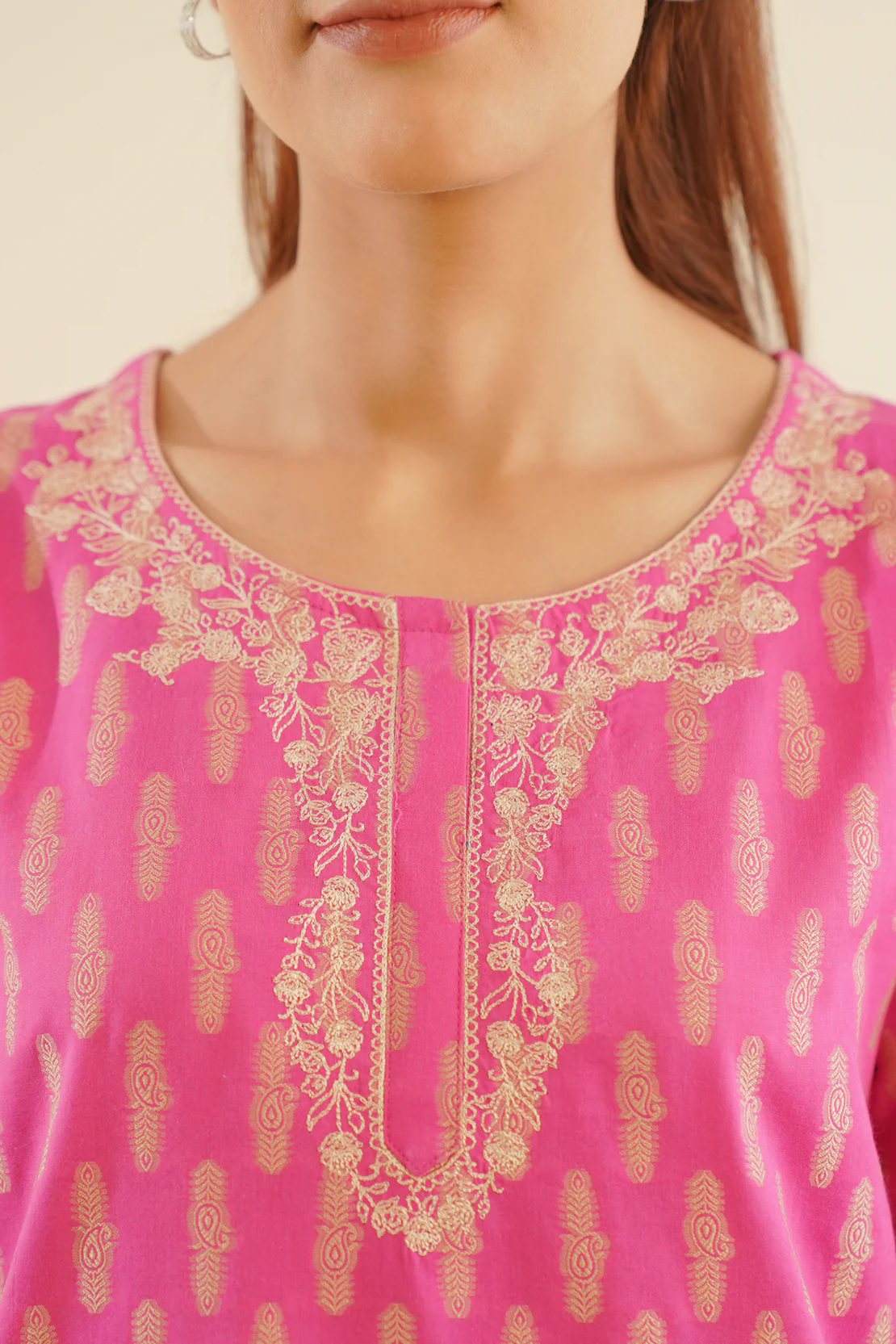 Embroidered Cotton Jacquard Stitched 2 Piece (Shirt/Trouser) - Image 4