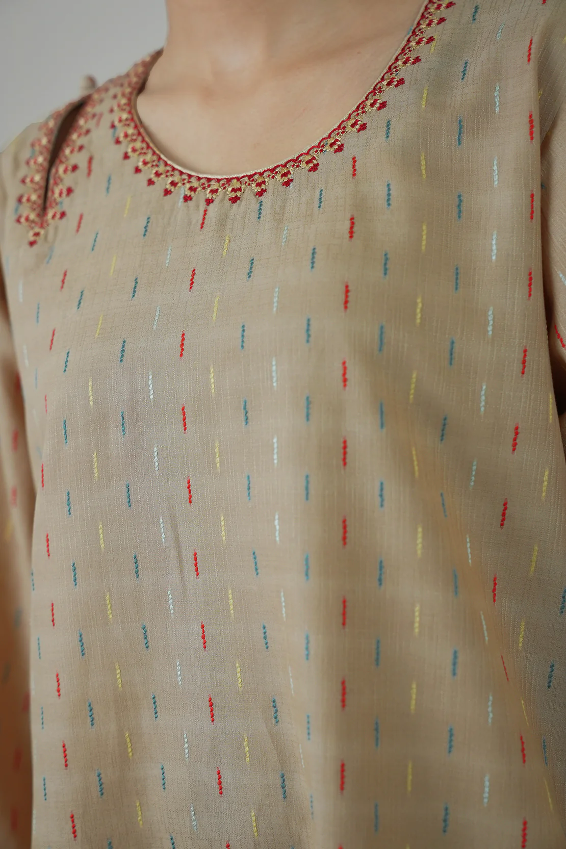 Embroidered Cotton Jacquard Stitched 2 Piece (Shirt/Trouser) - Image 5