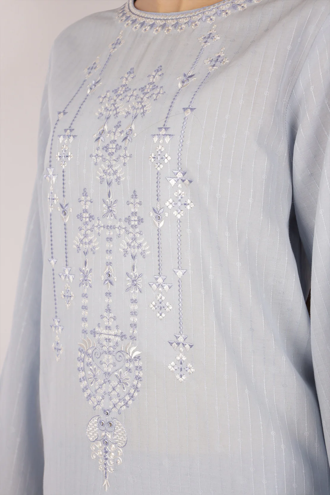 Embroidered Cotton Jacquard Stitched 2 Piece (Shirt/Trouser) - Image 3
