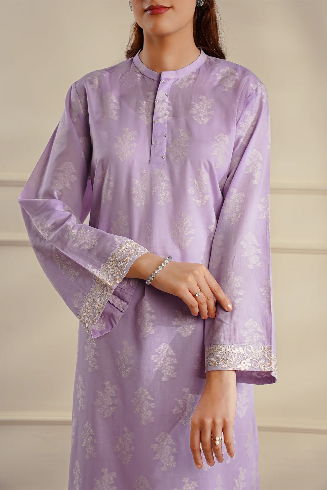 Embroidered Cotton Jacquard Stitched 2 Piece (Shirt/Trouser)