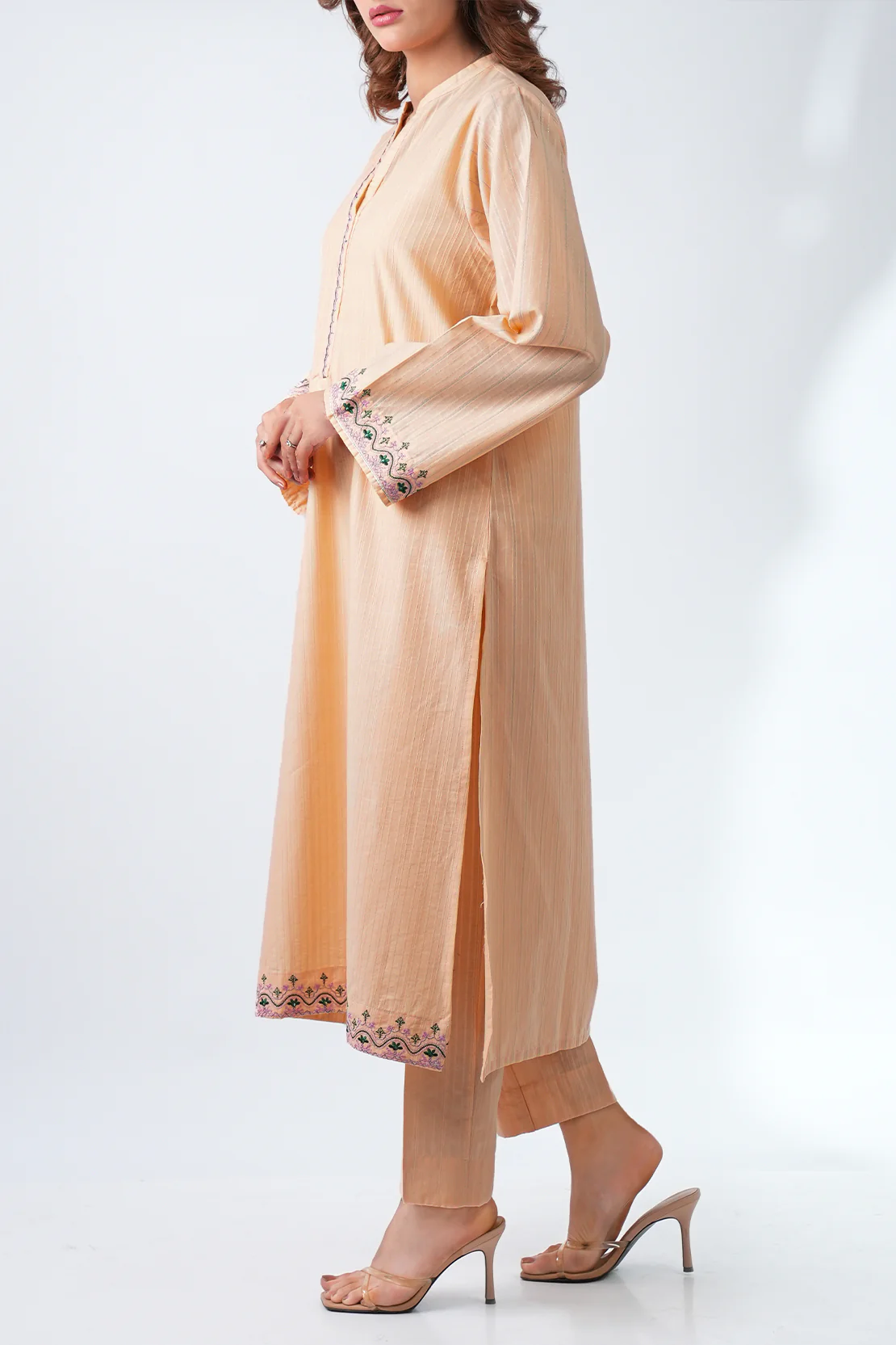 Embroidered Cotton Jacquard Stitched 2 Piece (Shirt/Trouser) - Image 4