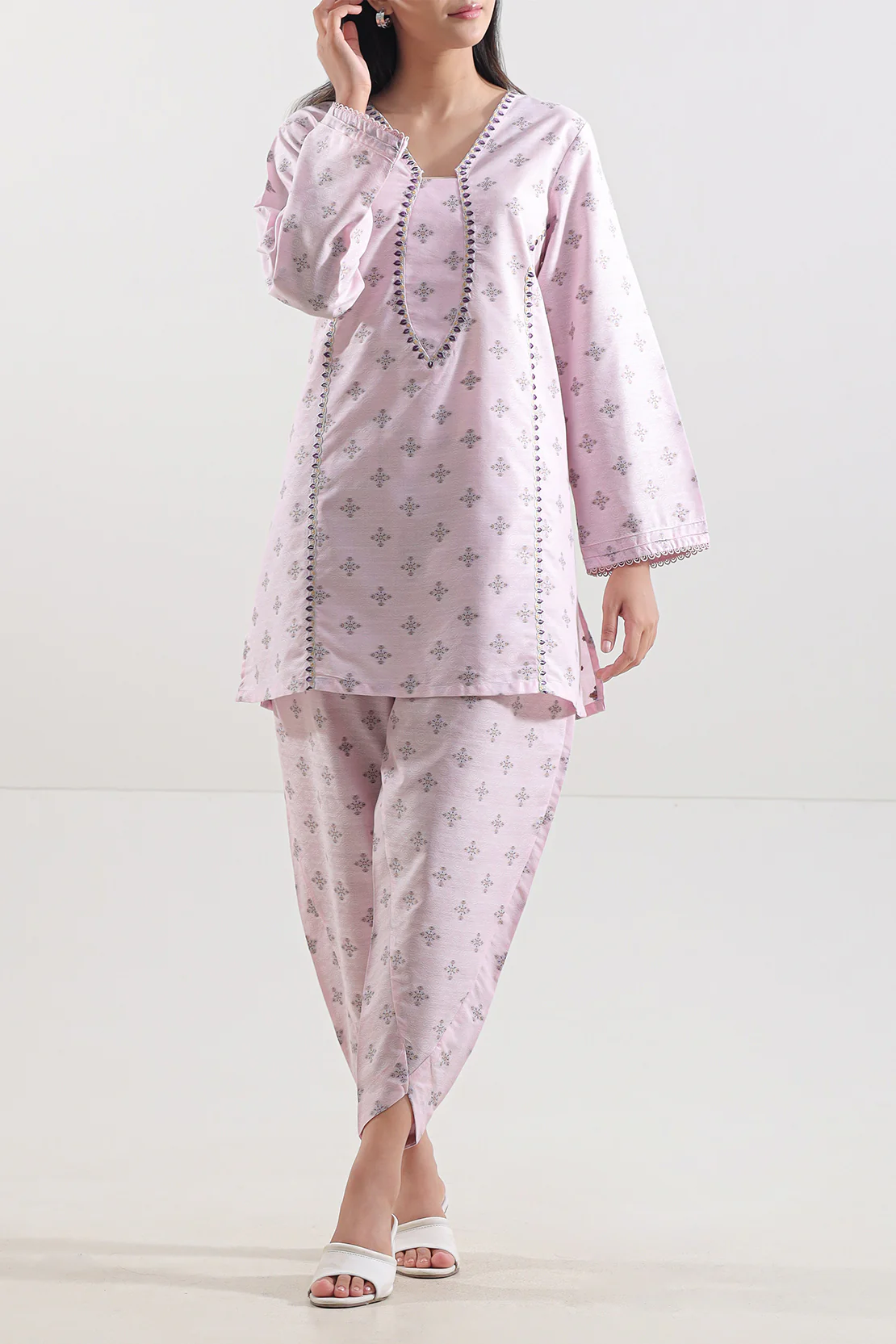 Embroidered Cotton Jacquard Stitched Shirt