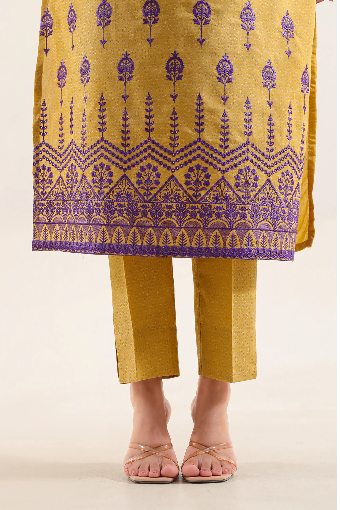 Embroidered Cotton Jacquard Stitched 2 Piece (Shirt/Trouser) - Image 5