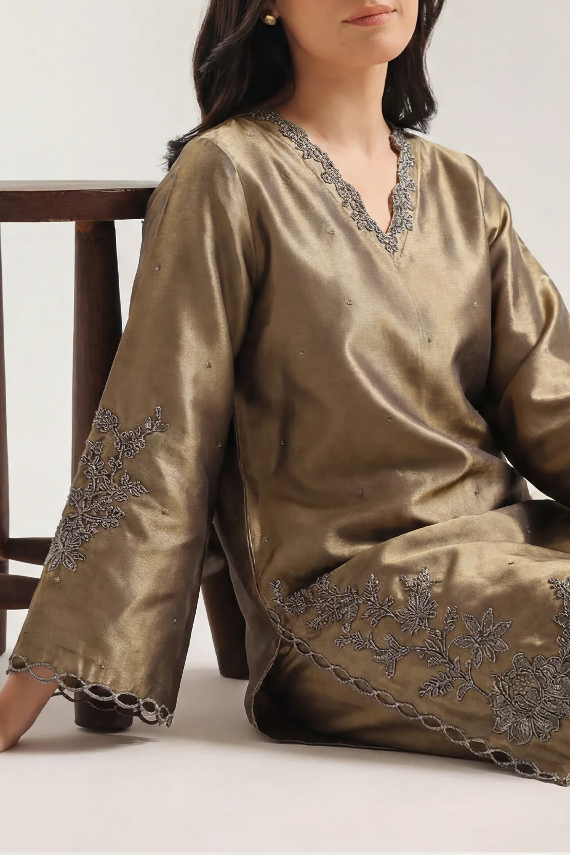Embroidered Cotton Jacquard Stitched 2 Piece (Shirt/Trouser)