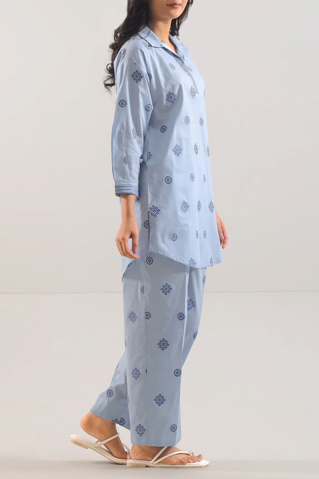 Embroidered Cotton Jacquard Stitched 2 Piece (Shirt/Trouser) - Image 2
