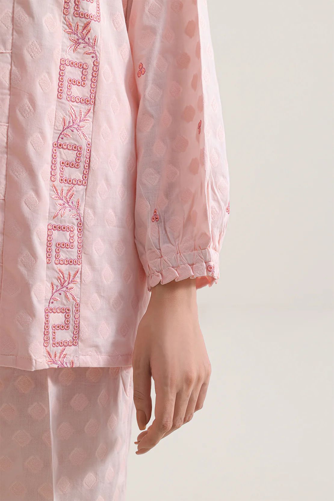 Embroidered Cotton Jacquard Stitched 2 Piece (Shirt/Trouser) - Image 6