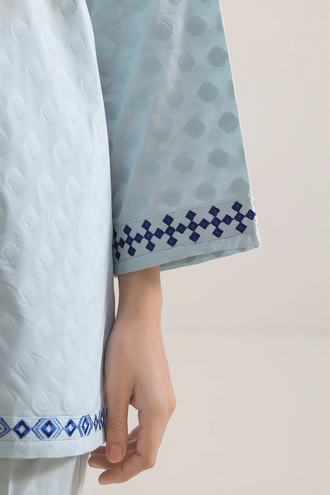 Embroidered Cotton Jacquard Stitched 2 Piece (Shirt/Trouser) - Image 4