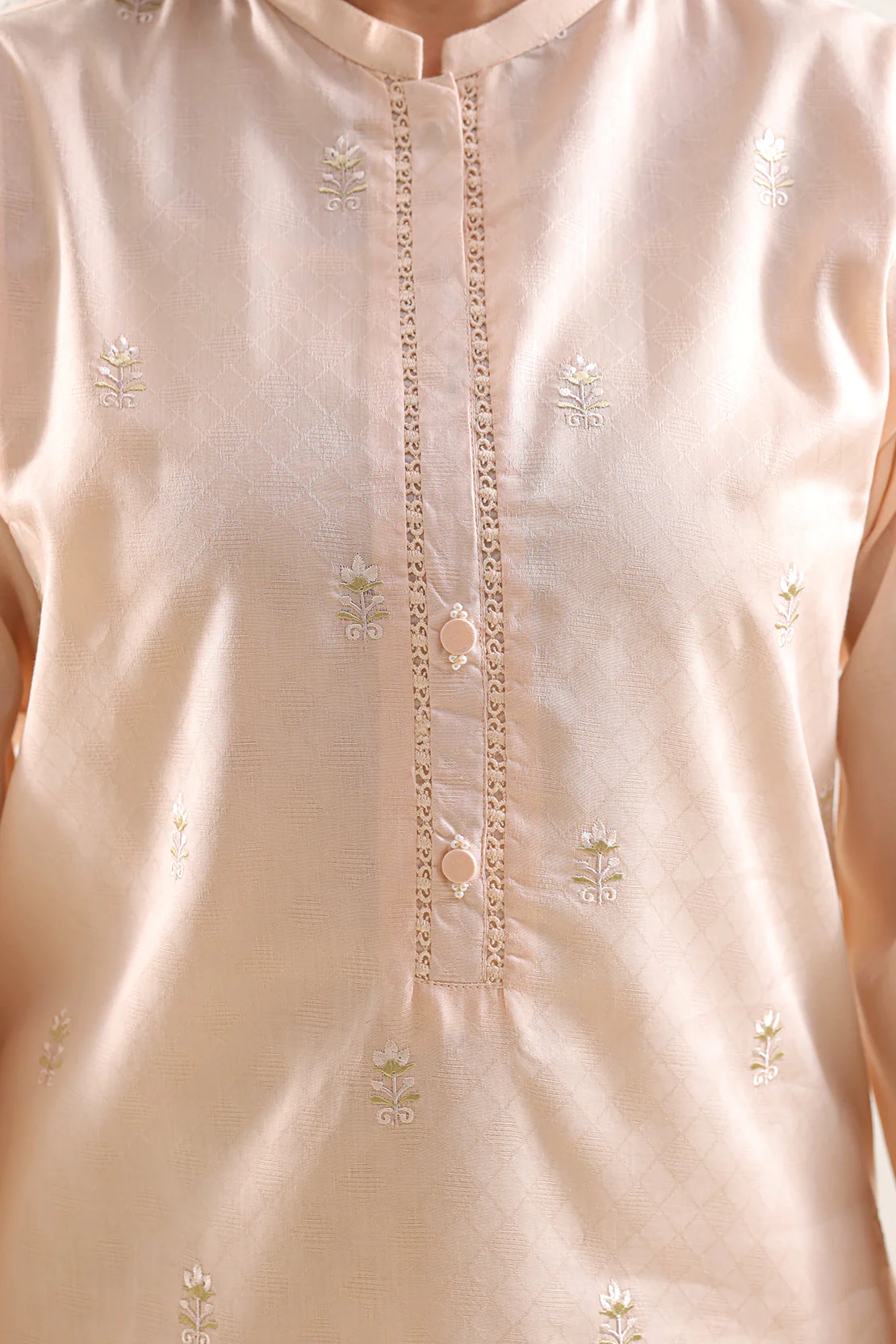 Embroidered Cotton Jacquard Stitched 2 Piece (Shirt/Trouser) - Image 3