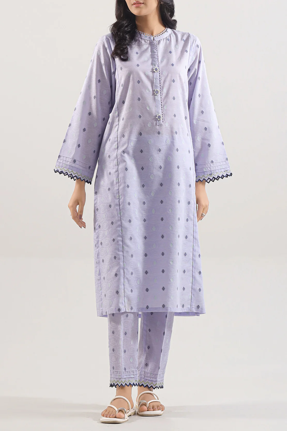 Embroidered Cotton Jacquard Stitched 2 Piece (Shirt/Trouser)