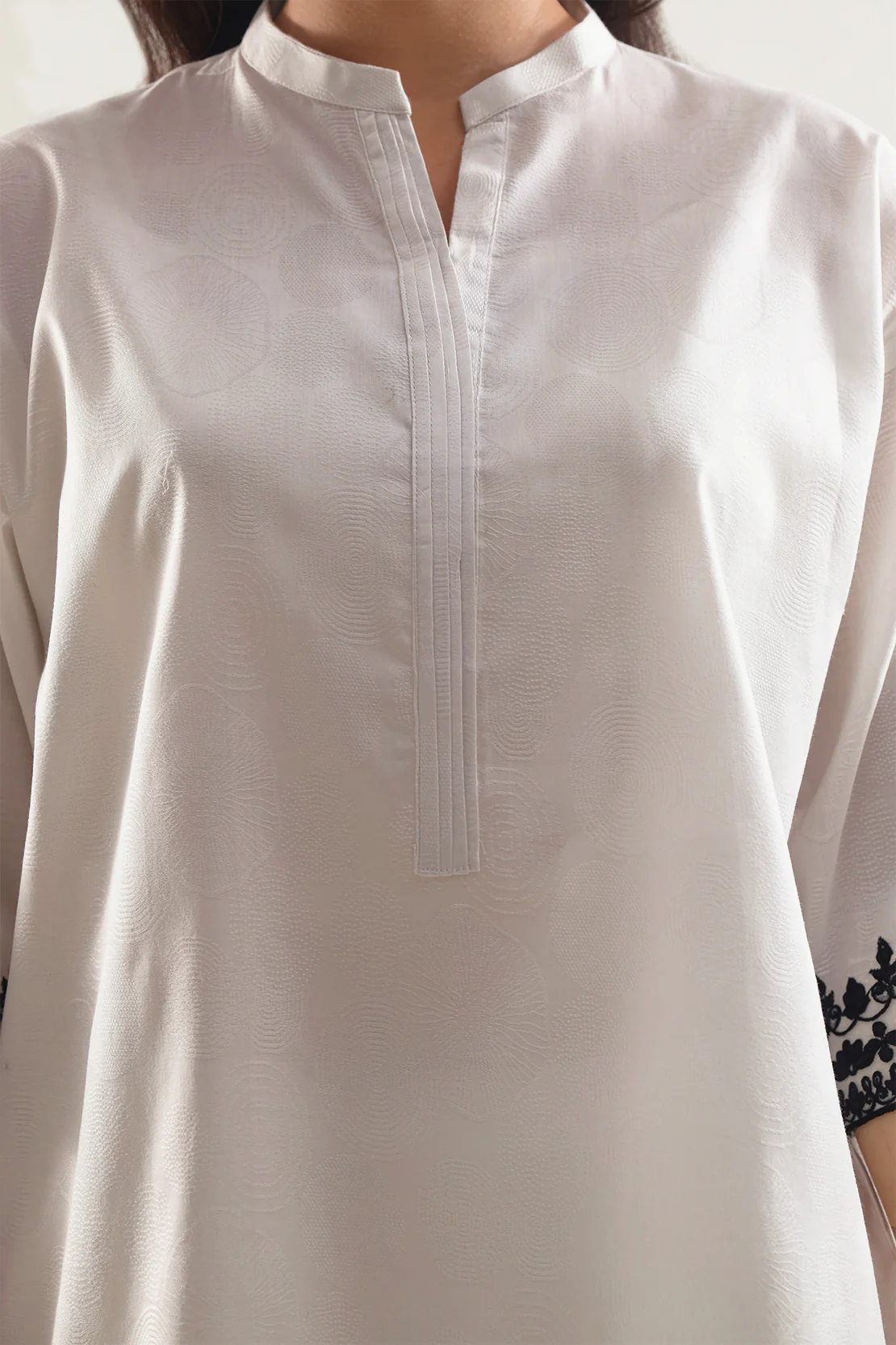 Embroidered Cotton Jacquard Stitched 2 Piece (Shirt/Trouser) - Image 3