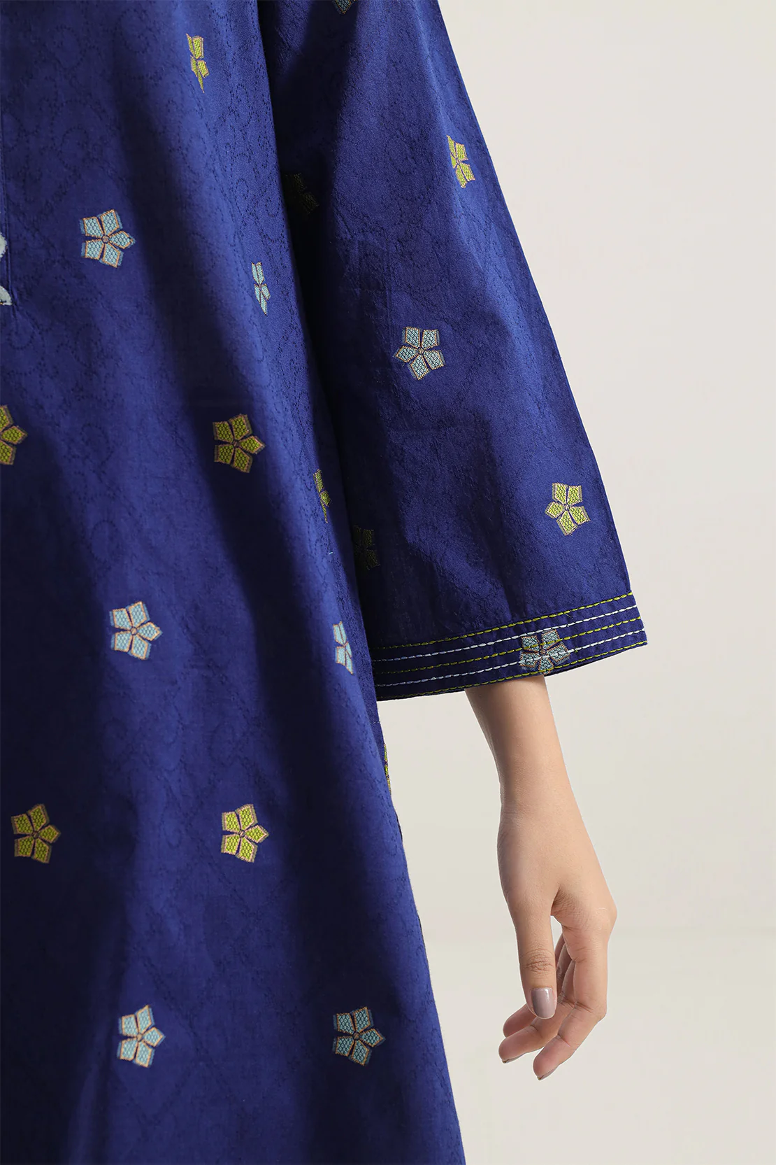 Embroidered Cotton Jacquard Stitched 2 Piece (Shirt/Trouser) - Image 3