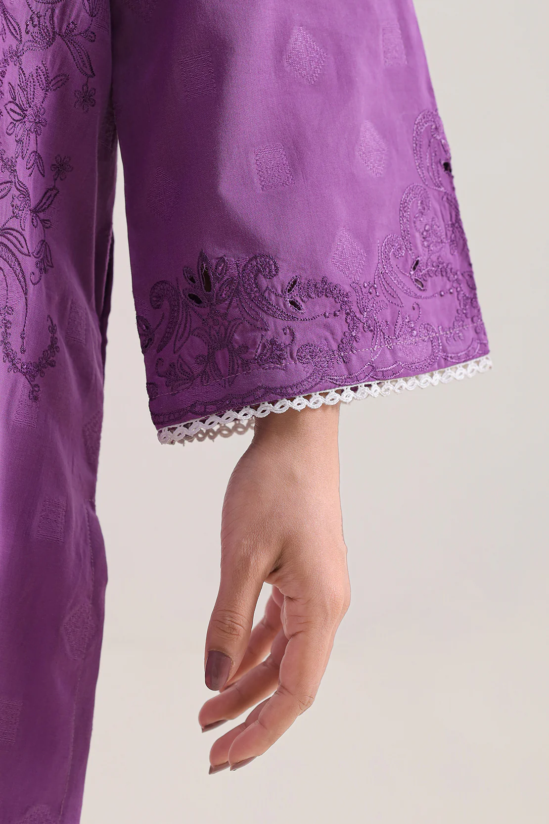 Embroidered Cotton Jacquard Stitched 2 Piece (Shirt/Trouser) - Image 4