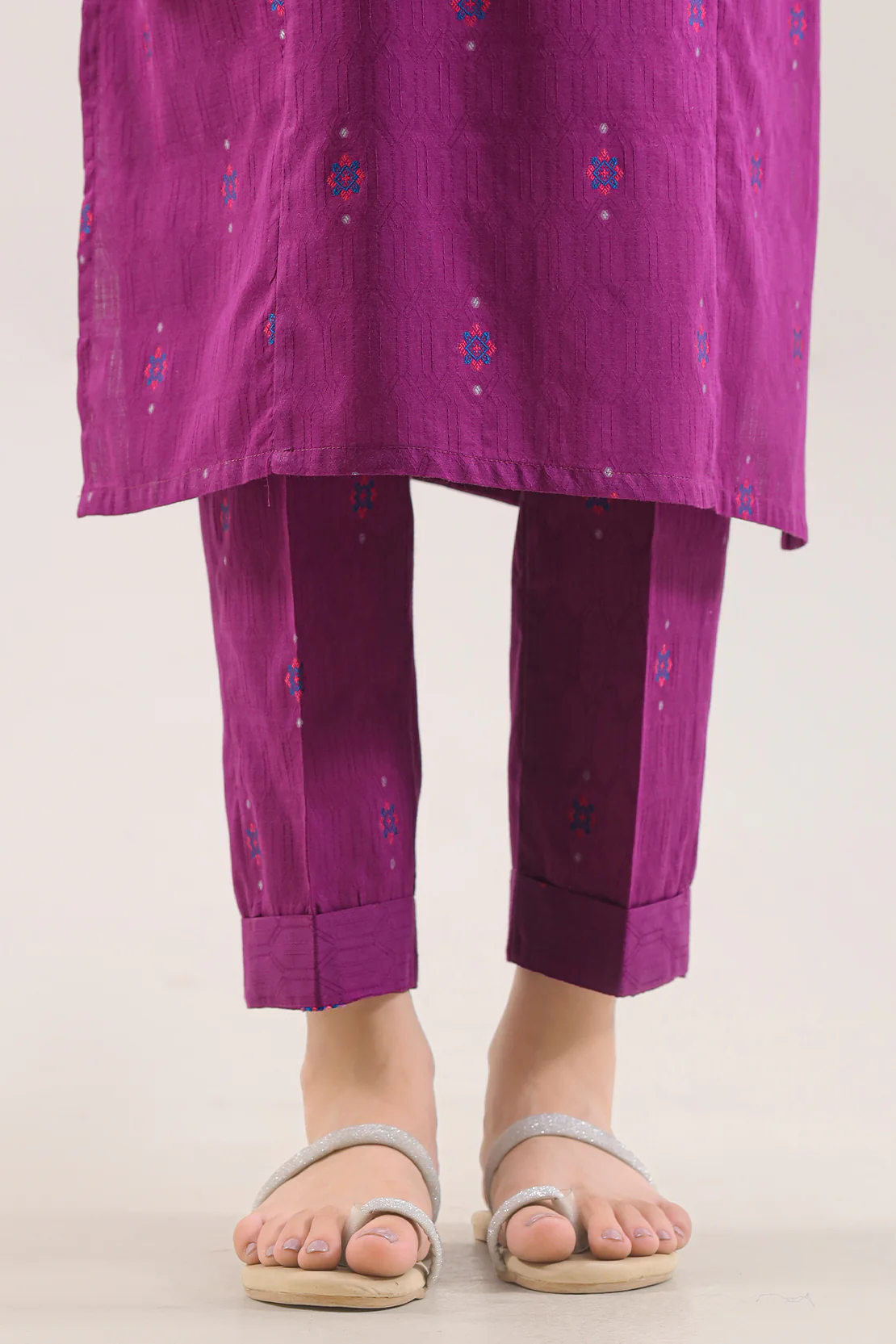 Embroidered Cotton Jacquard Stitched 2 Piece (Shirt/Trouser) - Image 5