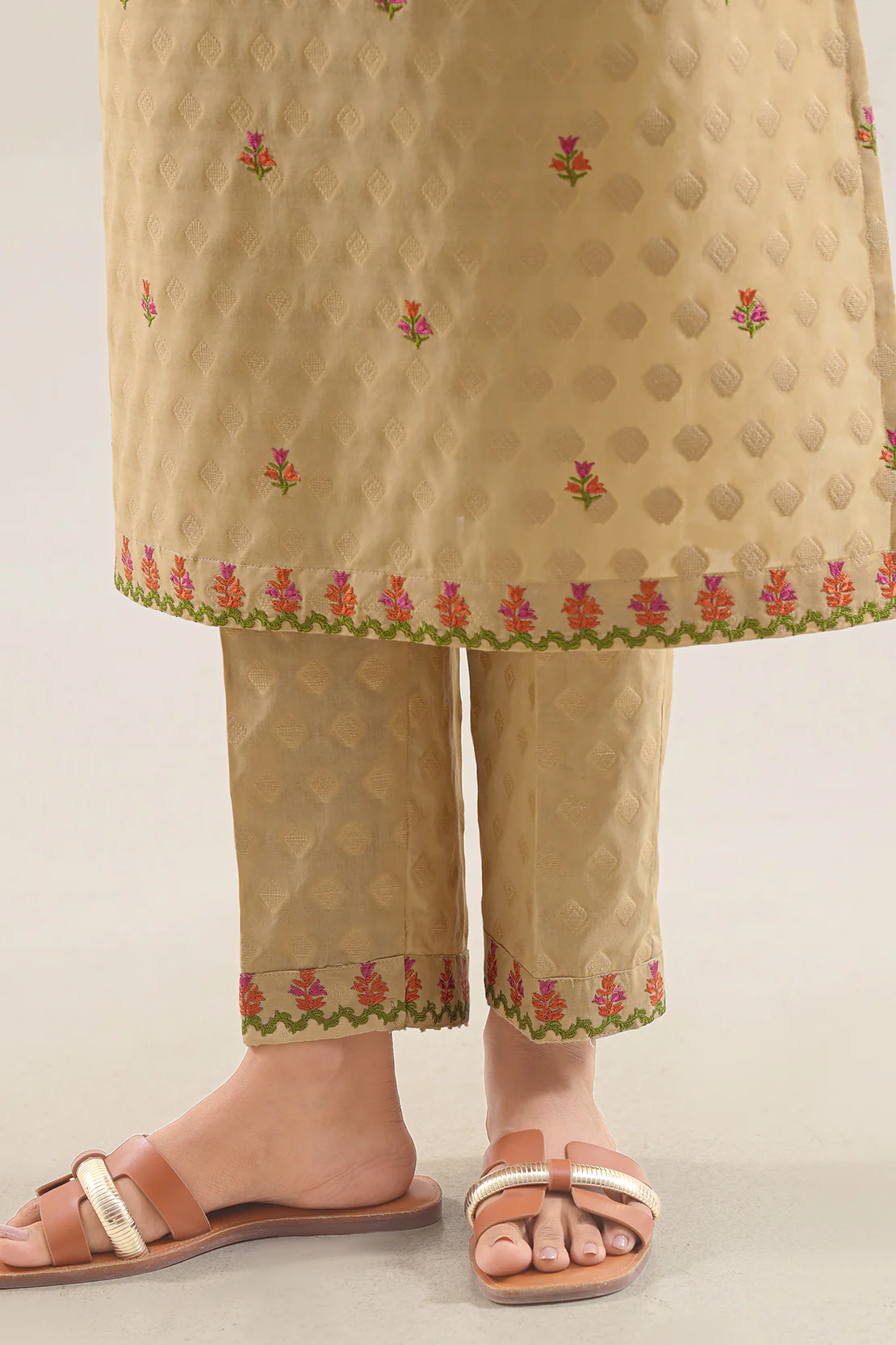 Embroidered Cotton Jacquard Stitched 2 Piece (Shirt/Trouser) - Image 5