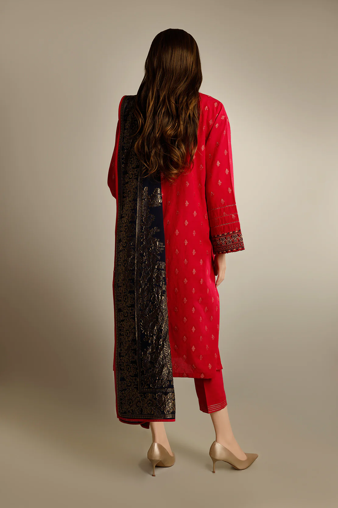 Embroidered Cotton Jacquard Stitched 3 Piece - Image 2