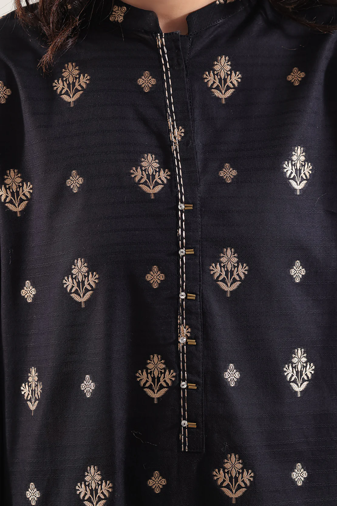 Embroidered Cotton Jacquard Stitched Shirt - Image 4