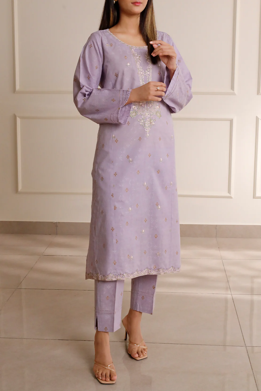 Embroidered Jacquard Cotton Stitched Shirt - Image 4
