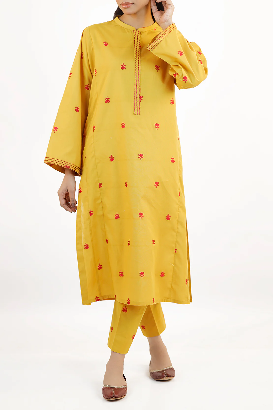 Embroidered Jacquard Cotton Stitched Shirt - Image 2