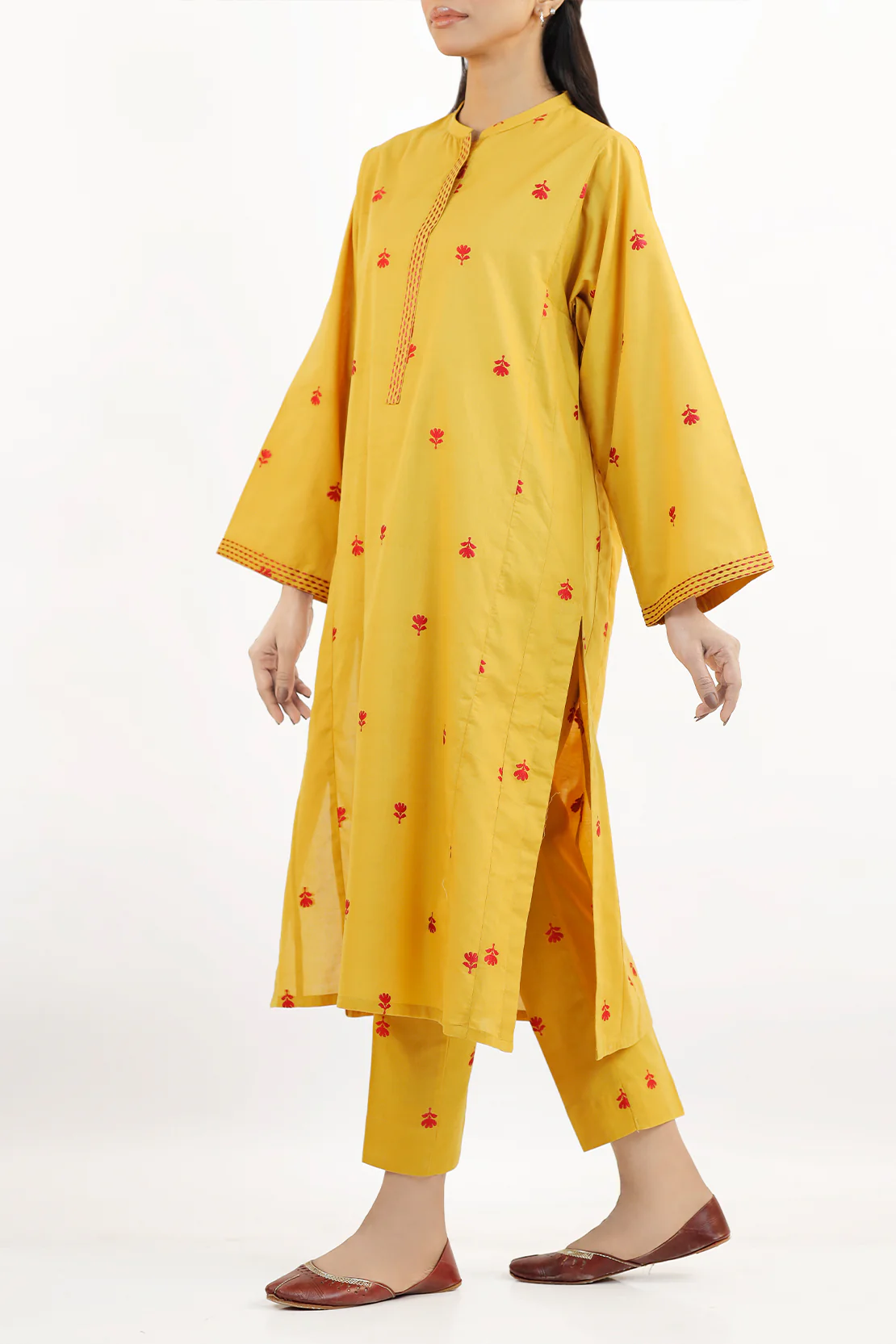 Embroidered Jacquard Cotton Stitched Shirt - Image 4