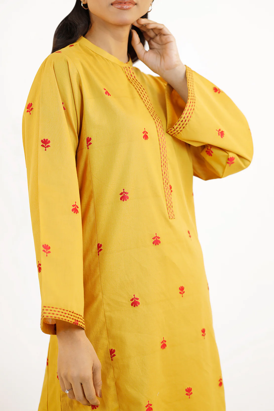 Embroidered Jacquard Cotton Stitched Shirt - Image 5