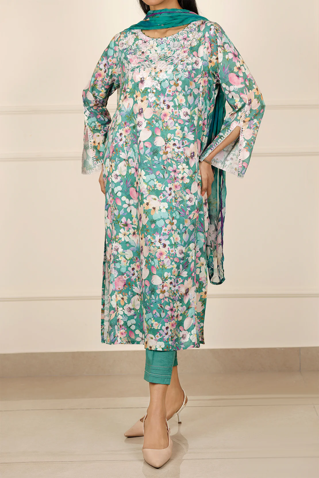 Embroidered Jacquard Cotton Stitched Shirt - Image 2