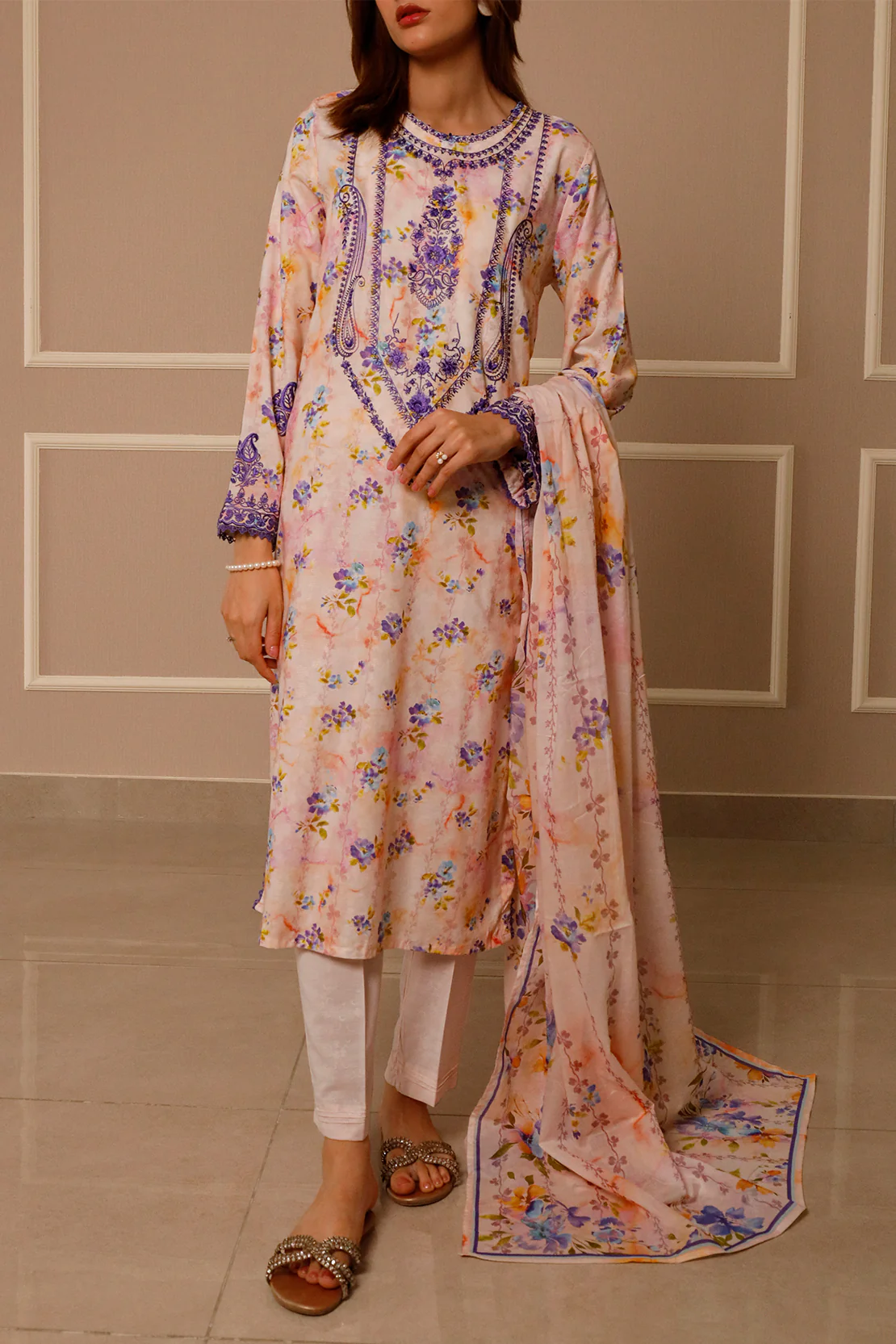 Embroidered Jacquard Cotton Stitched Shirt - Image 2