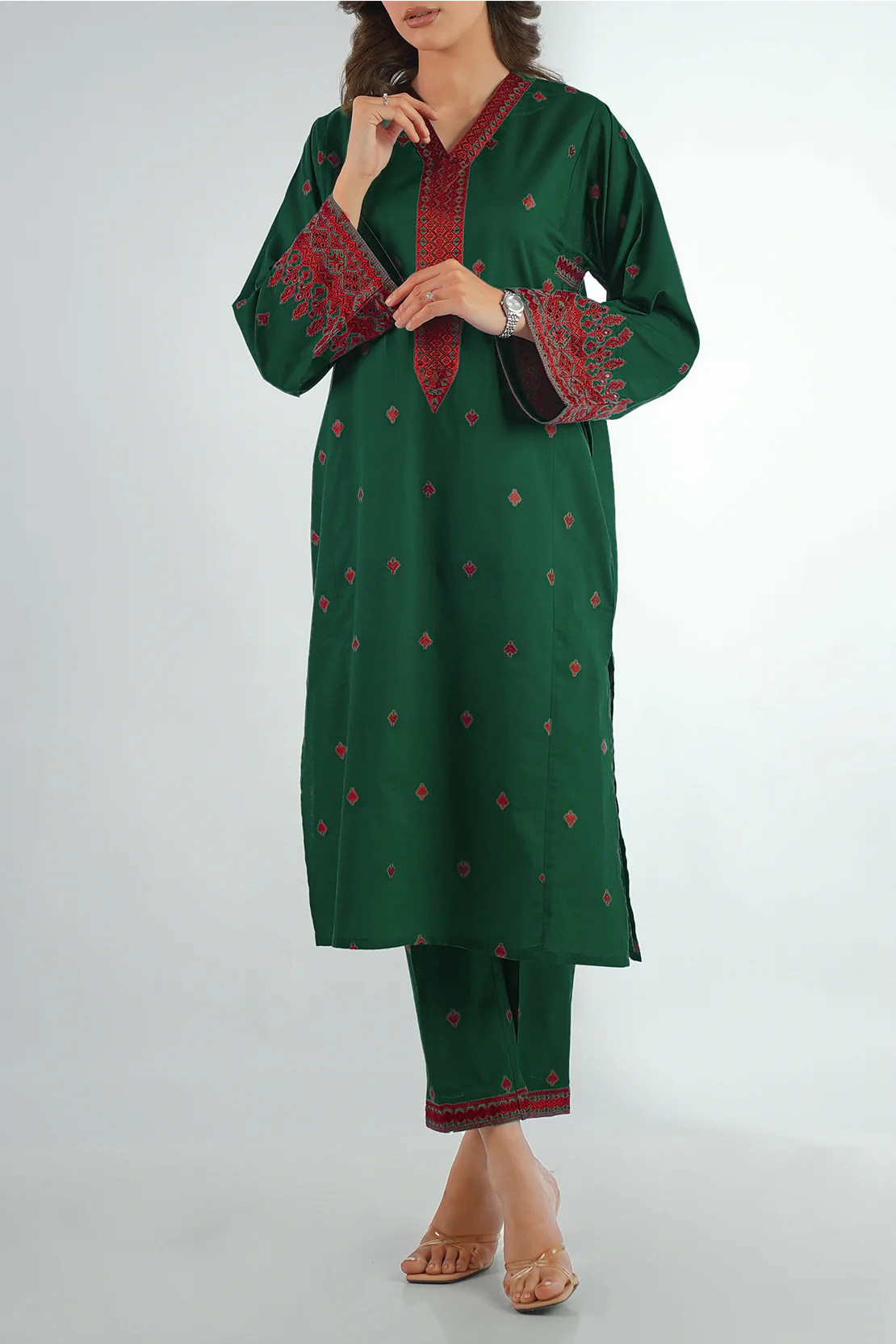 Embroidered Jacquard Cotton Stitched Shirt - Image 2