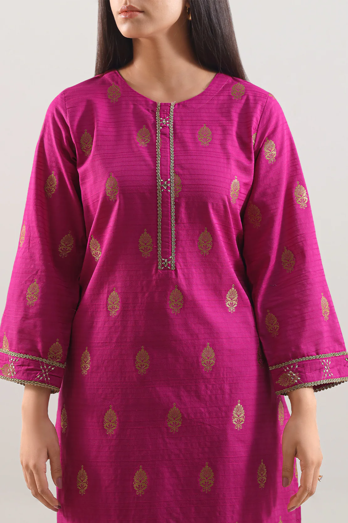 Embroidered Jacquard Cotton Stitched Shirt - Image 3