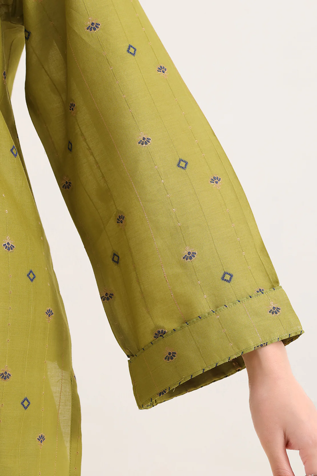 Embroidered Jacquard Cotton Stitched Shirt - Image 4