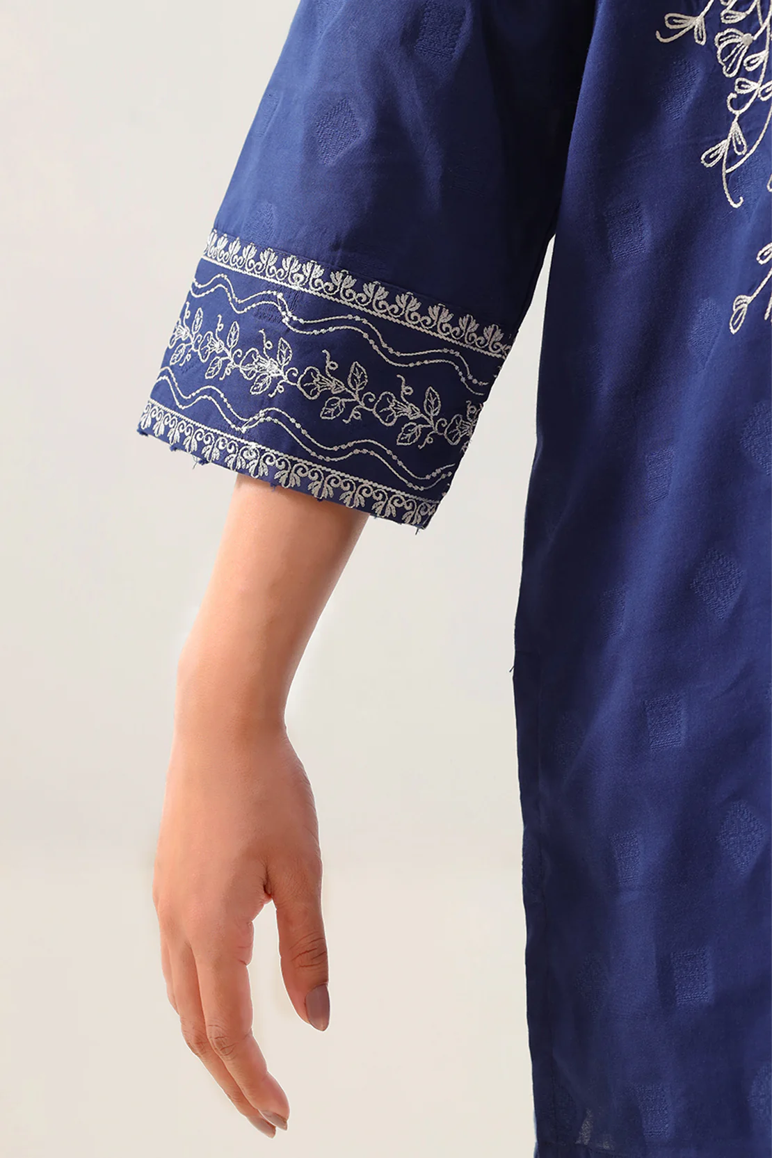 Embroidered Jacquard Cotton Stitched Shirt - Image 4