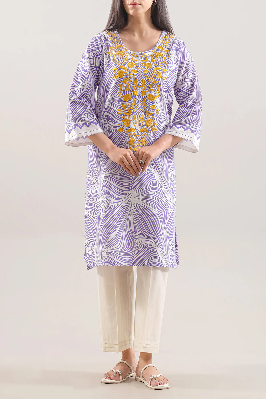 Embroidered Khaddar Stitched Shirt - Image 3
