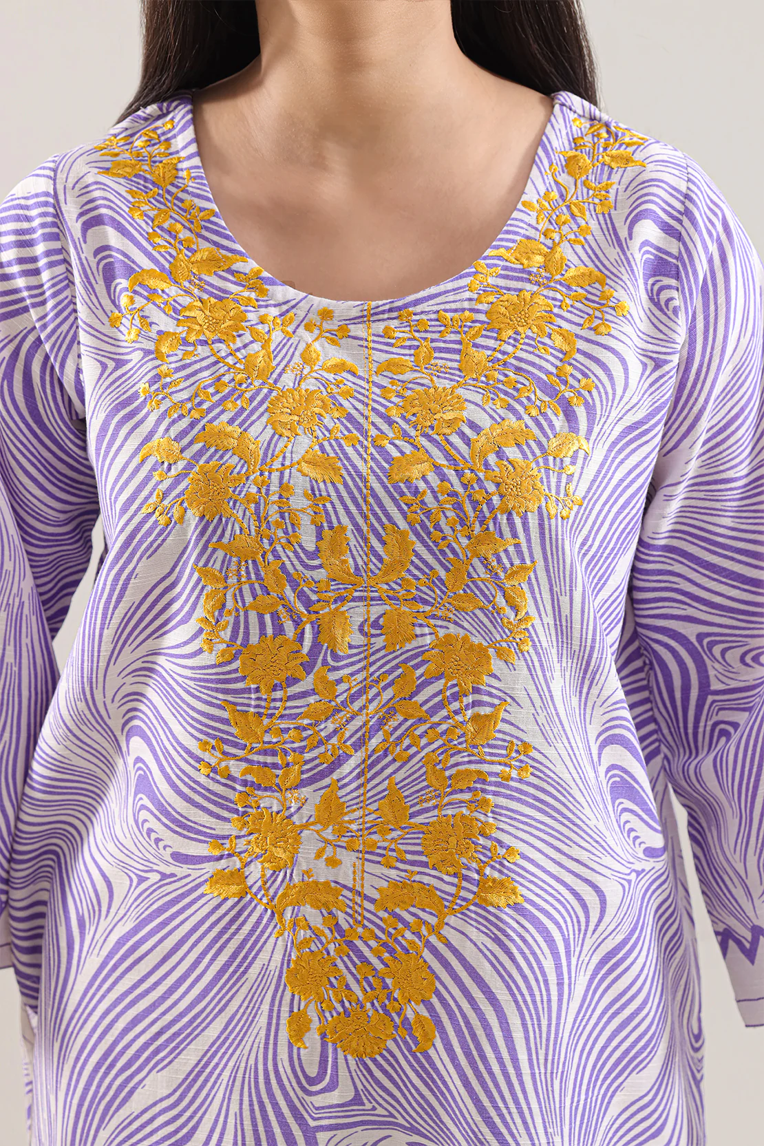 Embroidered Khaddar Stitched Shirt - Image 4