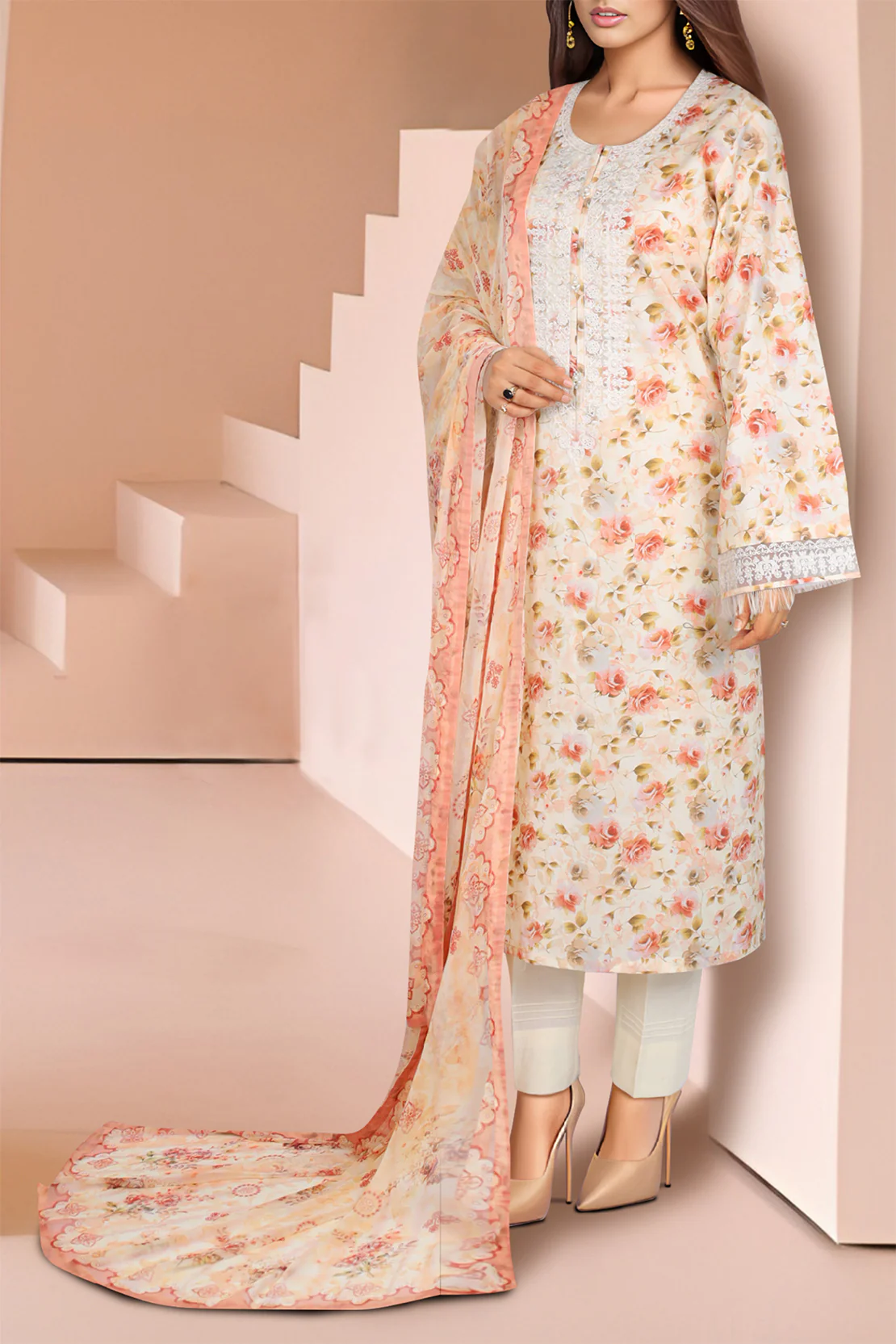 Embroidered Lawn Unstitched 2 Piece (Shirt/Dupatta) - Image 2