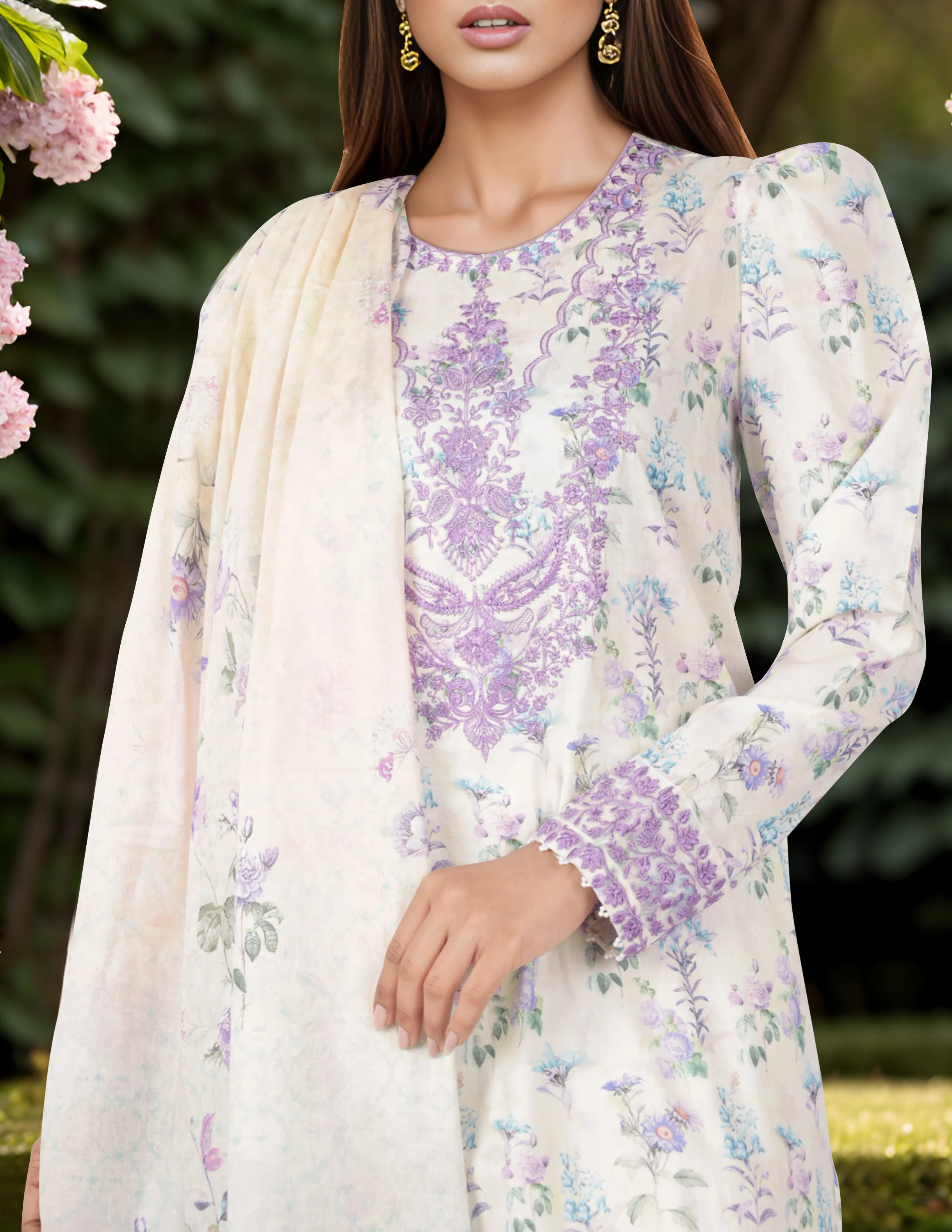 Embroidered Lawn Stitched 2 Piece (Shirt/Dupatta)