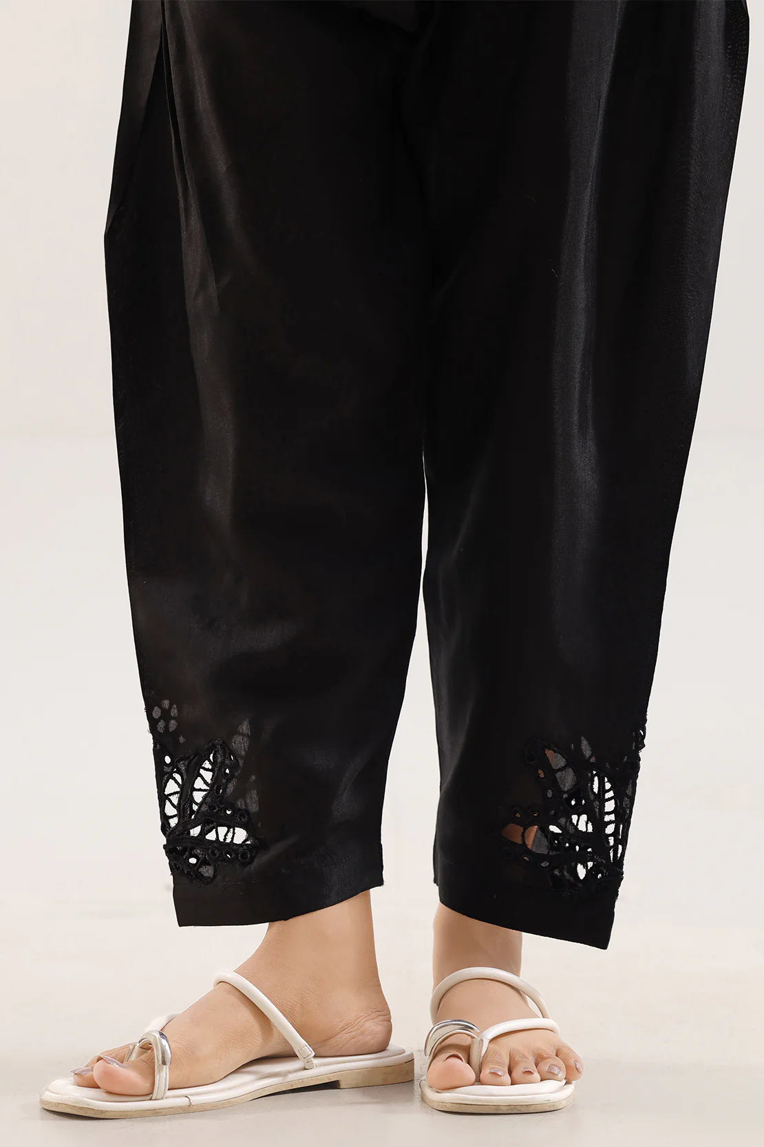 Embroidered Raw Silk Pants