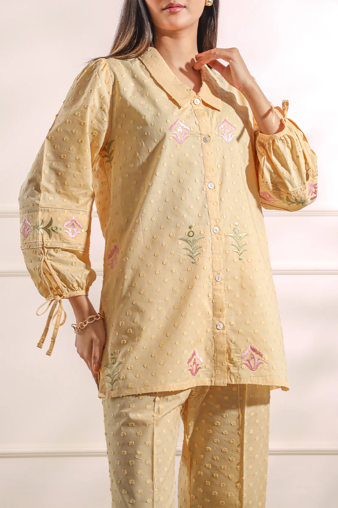 Embroidered Reverse Jacquard Stitched 2 Piece (Shirt/Trouser) - Image 5