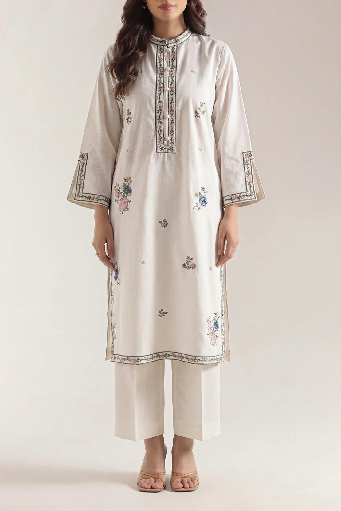 Embroidered Self Jacquard Stitched 2 Piece (Shirt/Trouser)