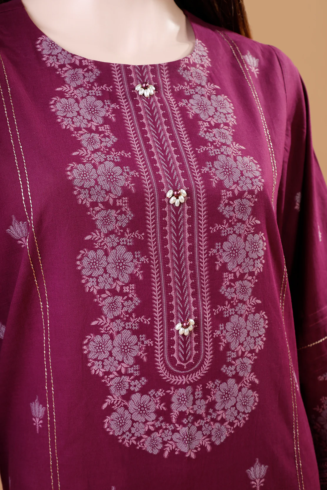 Unstitched Jacquard Cotton 2 Piece (Shirt/Dupatta) - Image 3