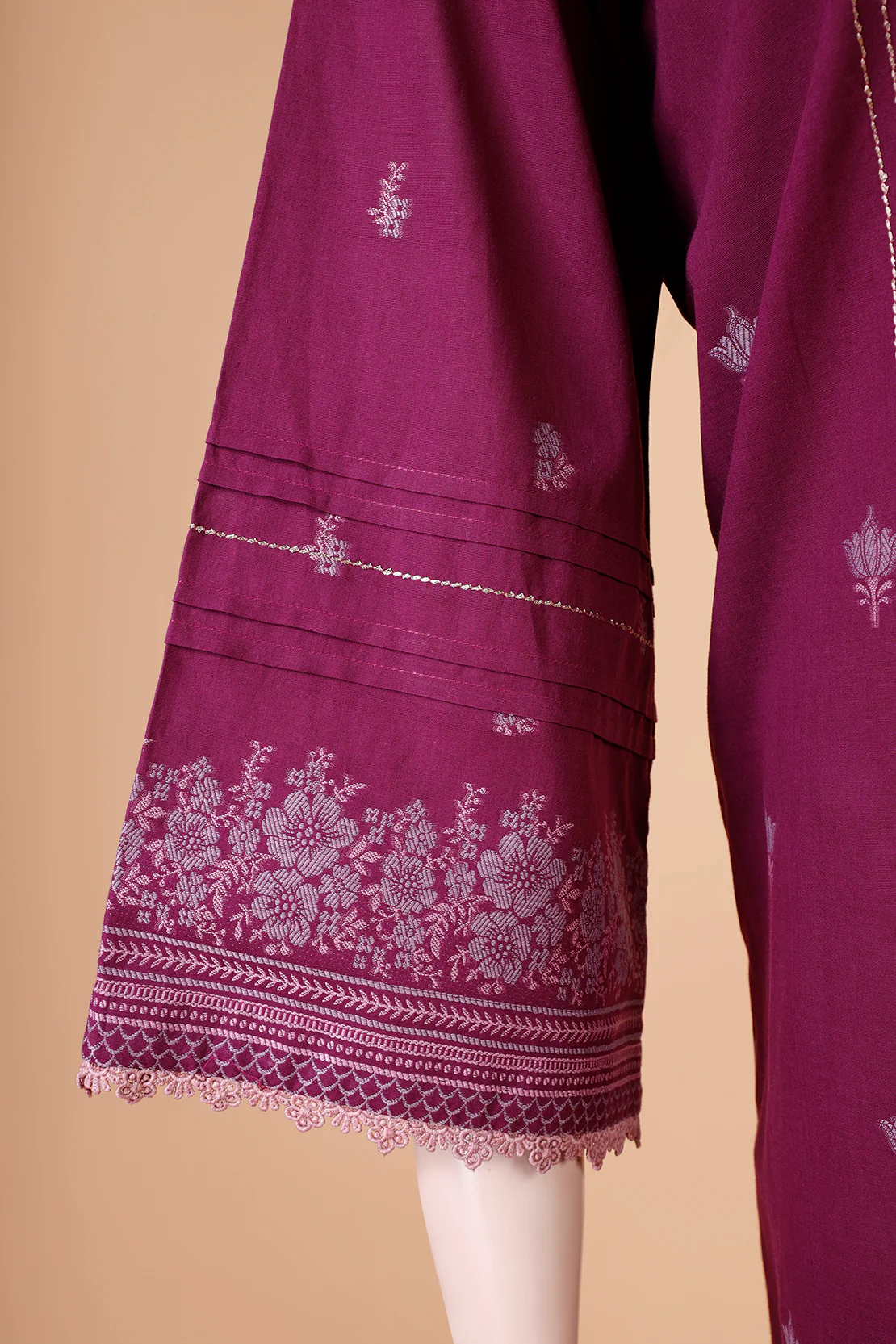 Unstitched Jacquard Cotton 2 Piece (Shirt/Dupatta) - Image 4