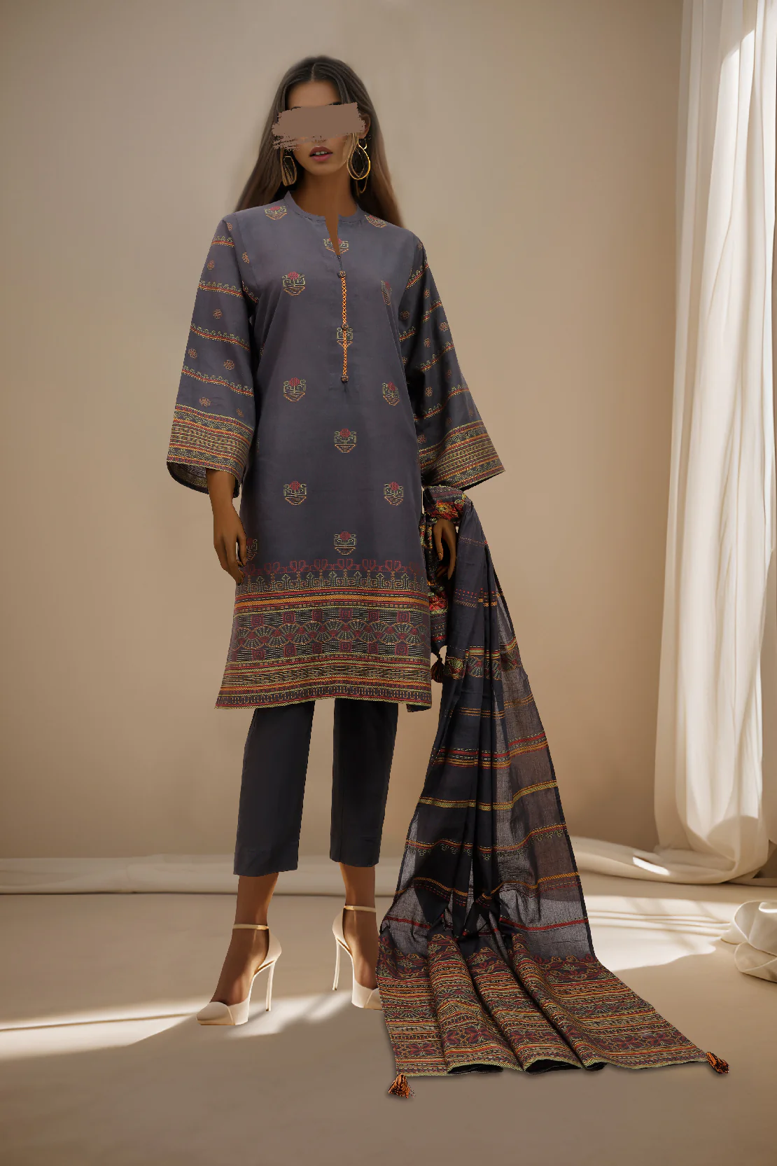 Unstitched Jacquard Cotton 3 Piece