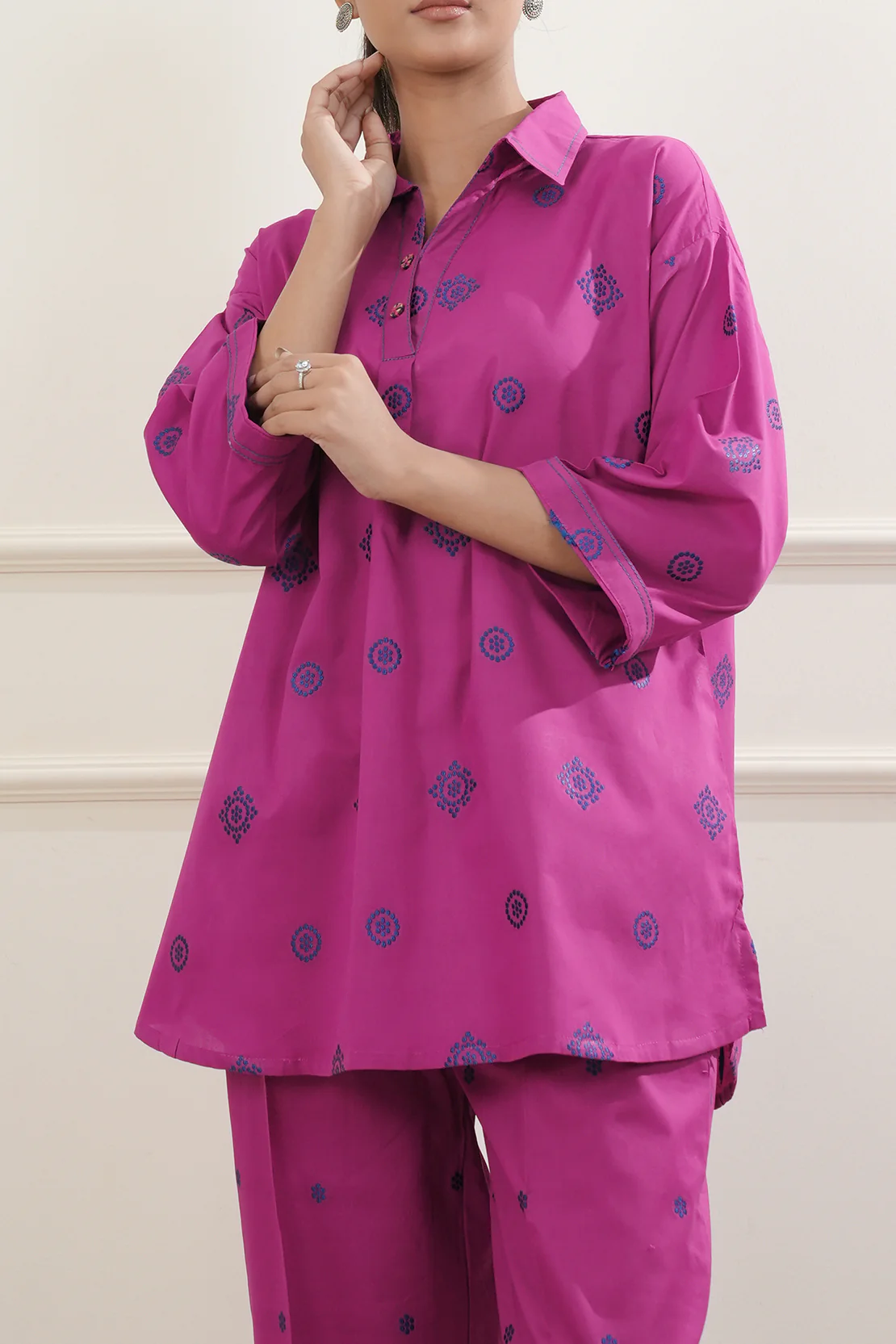Jacquard Cotton Stitched Shirt