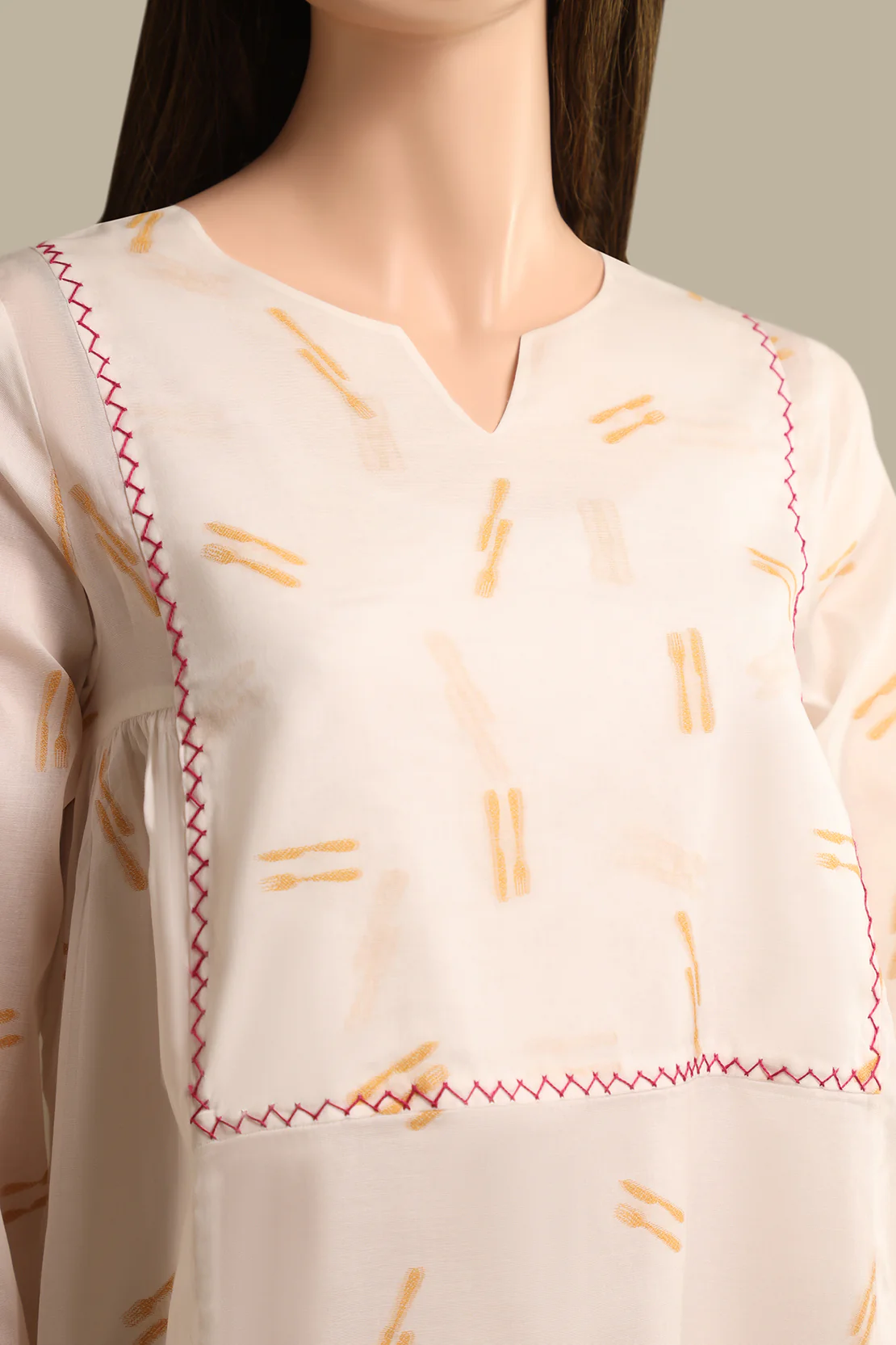 Jacquard Lawn Stitched Shirt - Image 3