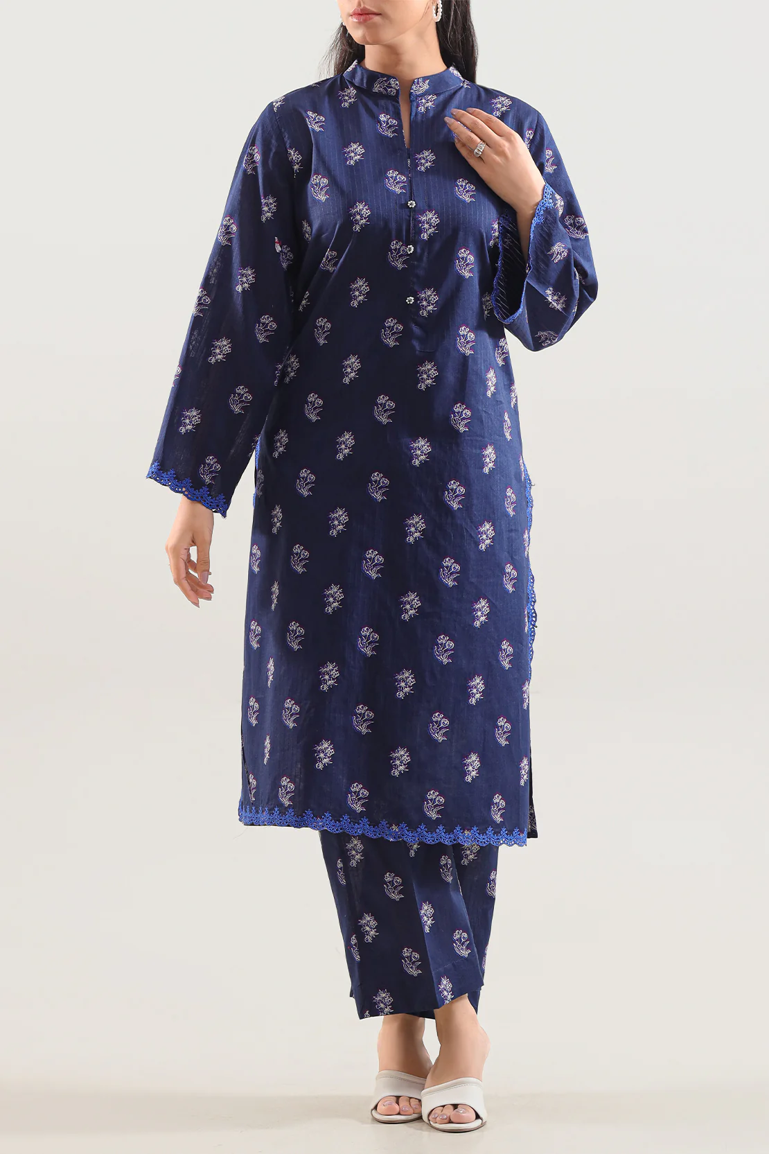 Lawn Printed Jacquard Emb Stitched Shirt
