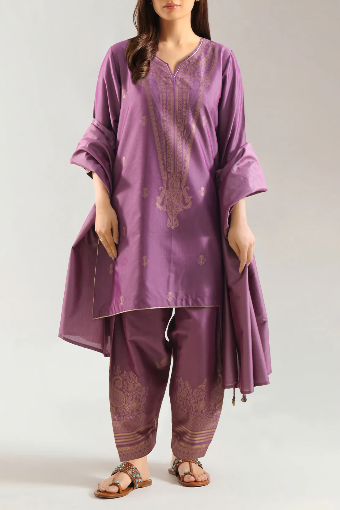 Luxury Pret Cotton Jacquard Stitched 3 Piece