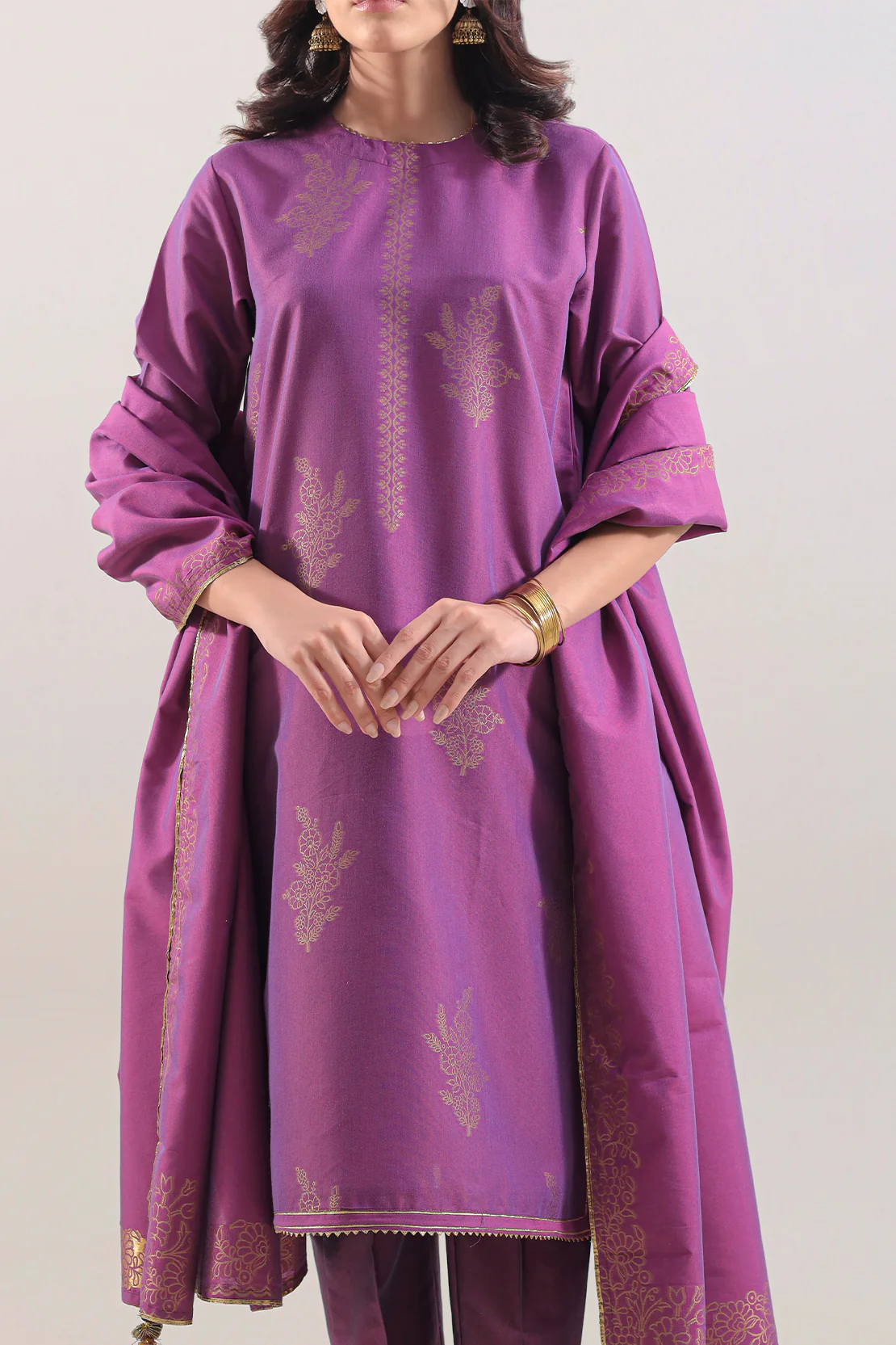 Luxury Pret Cotton Jacquard Stitched 3 Piece - Image 2