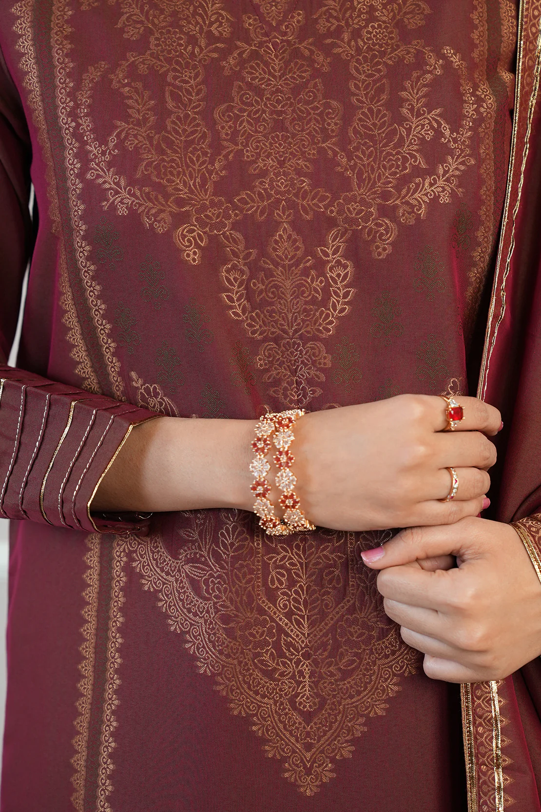 Luxury Pret Cotton Jacquard Stitched Shirt - Image 6