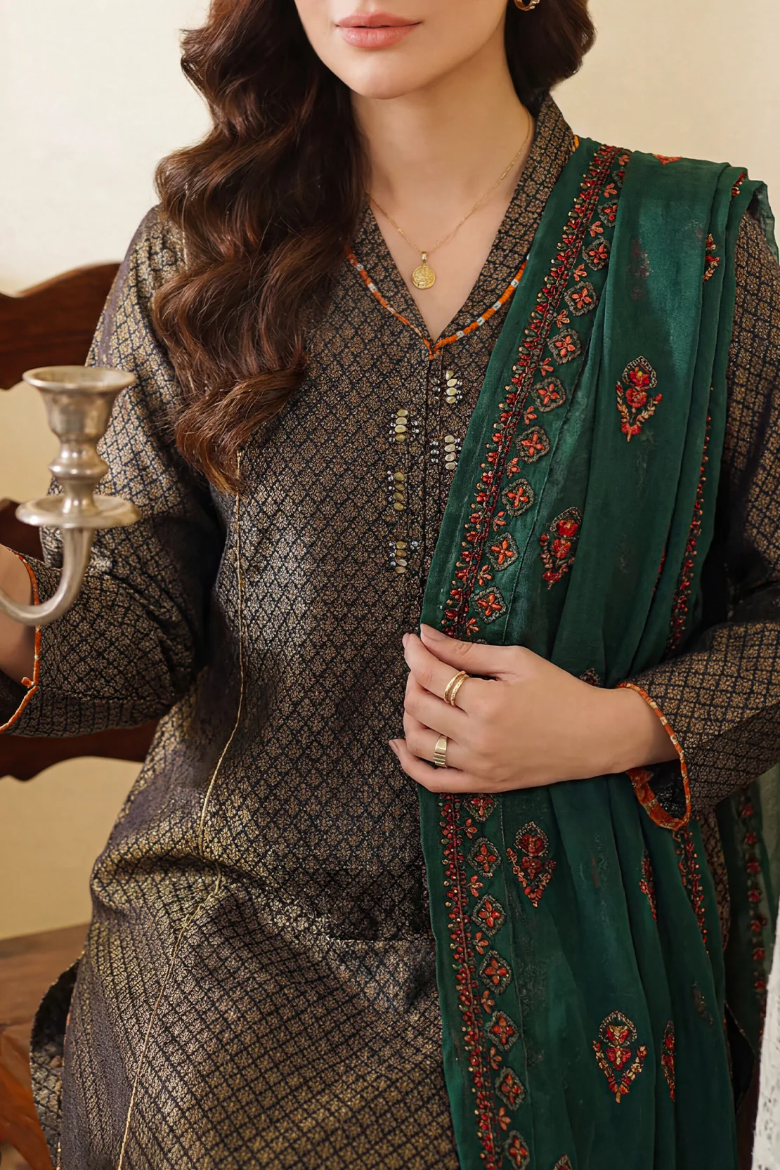 Luxury Pret Cotton Jacquard Stitched Shirt - Image 3