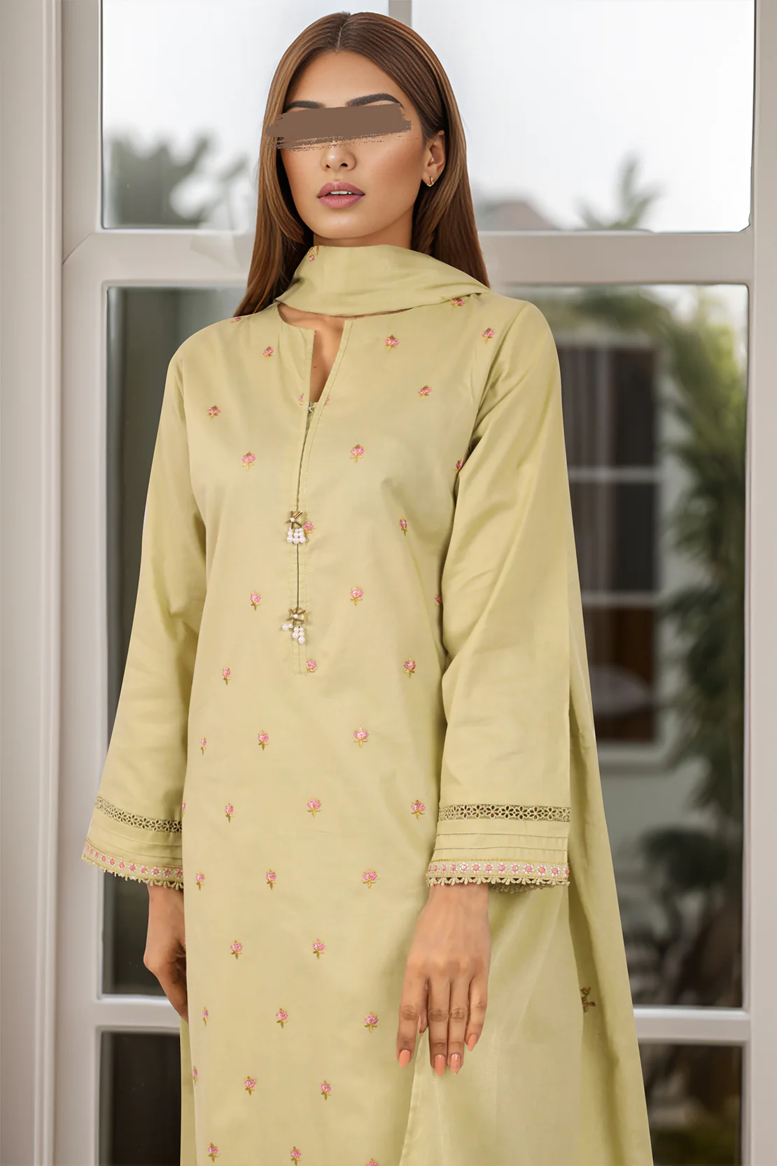 Luxury Pret Emb Cotton Stitched 3 Piece - Image 3