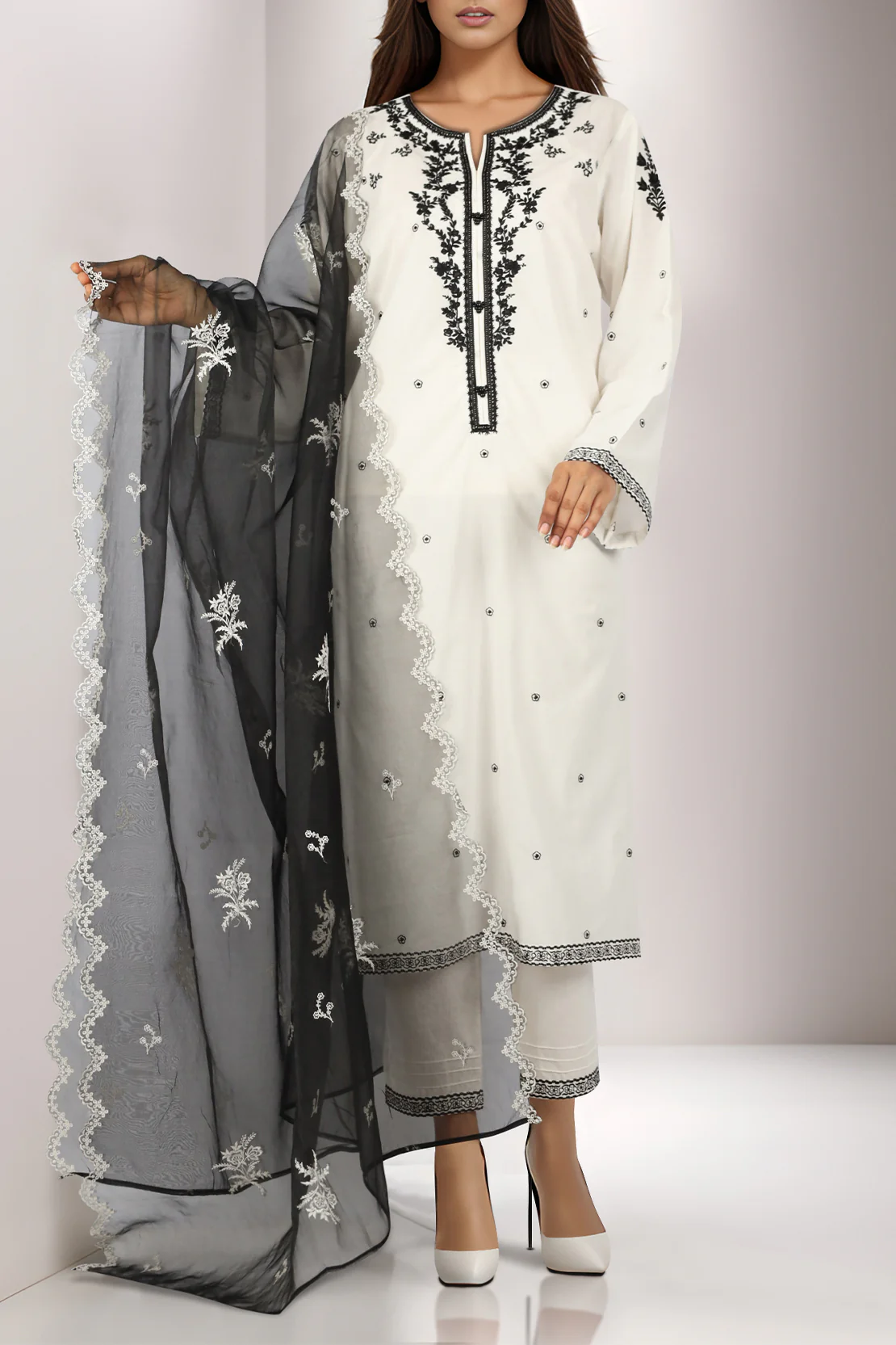 Luxury Pret Emberoidered Stitched 3 Piece - Image 2