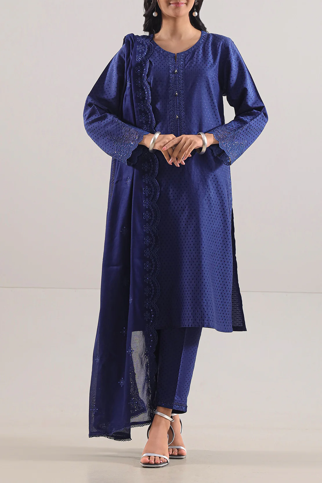 Luxury Pret Embroidered Cotton Jacquard Shirt